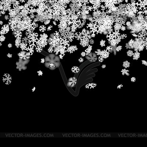 Snowfall background with snowflakes blurred in dark - vector image