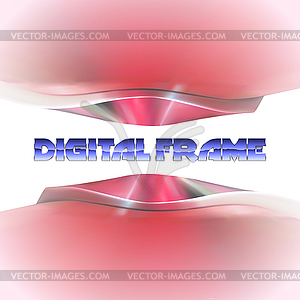 Shiny red metallic frame with abstract curves - vector clipart