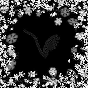 Snowfall background with snowflakes blurred in dark - vector clipart