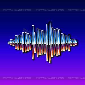 80s styled chrome sound wave - vector clip art