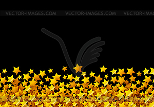 Золотые звезды Glitter разбросаны на черном в - графика в векторе