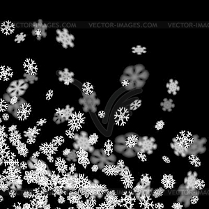 Snowfall background with snowflakes blurred in dark - vector EPS clipart