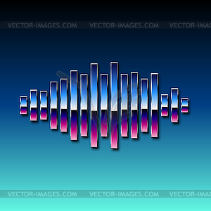 80-ые звуковая волна в стиле хром - рисунок в векторном формате