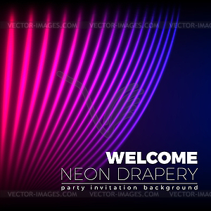 Drapery futuristic background with 80s style neon - vector clipart