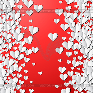 Valentines Day card with cut paper hearts - vector clipart / vector image
