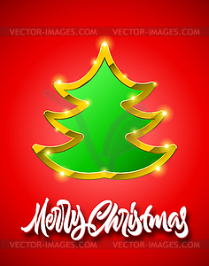 Merry Christmas red card with handdrawn calligraphi - vector clipart / vector image