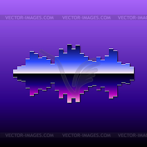 80s styled chrome sound wave - vector image