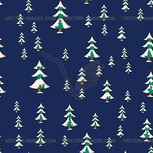 Seamless Christmas pattern with flat colored snowy - vector image