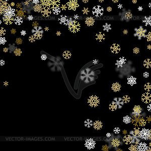 Снегопад фон с золотыми снежинками размытым - клипарт в формате EPS