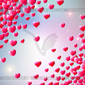 Valentines Day background with scattered gem hearts - royalty-free vector image