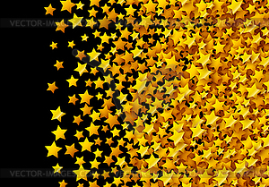 Golden stars glitter scattered on black in - stock vector clipart