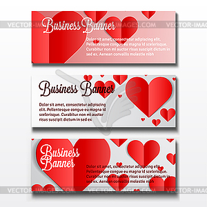 Set of three business banners with hearts for - vector clipart