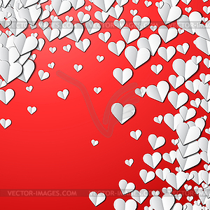 День Святого Валентина карта с бумаги вырезать сердца - векторный клипарт EPS