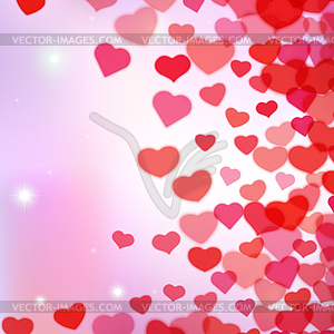 Valentines Day background with scattered blurred - vector image