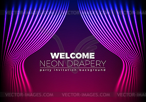 Drapery futuristic background with 80s style neon - vector image