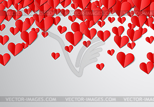 Valentines Day card with cut paper hearts - vector clip art