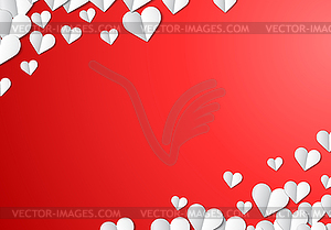 Valentines Day card with cut paper hearts - vector clipart