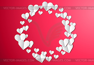 День Святого Валентина карта с бумаги вырезать сердца - иллюстрация в векторе