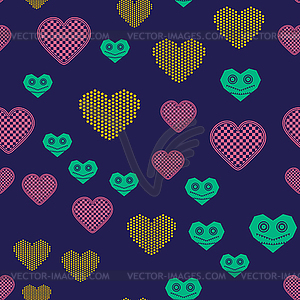 Valentines Day seamless pattern with gaming hearts - vector clipart