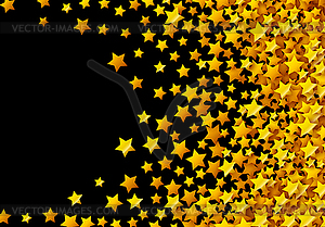 Golden stars glitter scattered on black in - royalty-free vector clipart