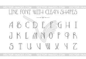 Lined hipster styled trendy font with minimalistic - vector image