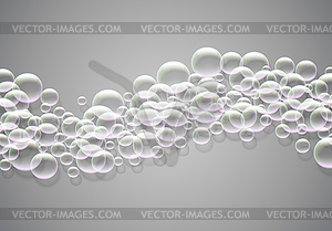 Soap bubbles abstract background with rainbow - vector clipart