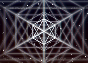 Magic hexagon symbol spreads shiny mystic energy - vector clipart