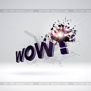 Wow exploding sign with particles for party or - stock vector clipart