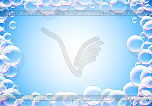 Мыльные пузыри абстрактный синий фон с радугой - векторное графическое изображение