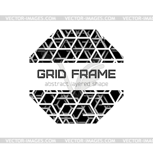 Abstract octagon frame with layered lines triangula - vector image
