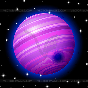 Planet in space with stars, shiny cartoon or game - vector clipart