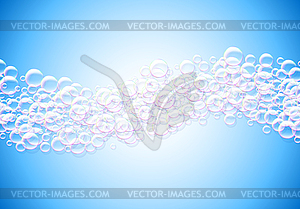 Soap bubbles abstract blue background with rainbow - vector image