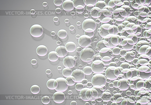 Soap bubbles abstract background with rainbow - vector clipart