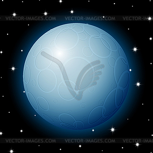 Planet in space with stars, shiny cartoon or game - stock vector clipart
