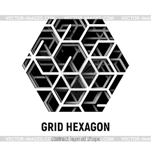 Abstract hexagon shape with layered lines triangula - vector clipart