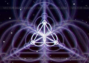 Magic triangle symbol spreads shiny mystic energy i - vector image