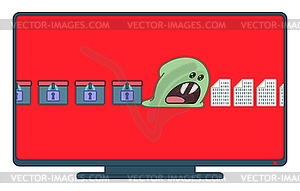 Ransomware virus encrypting data wishing you pay - vector clipart