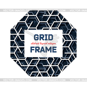 Abstract octagon frame with layered lines triangula - vector clip art