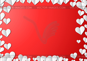 День Святого Валентина карты с вырезать бумажные сердца - векторное изображение EPS