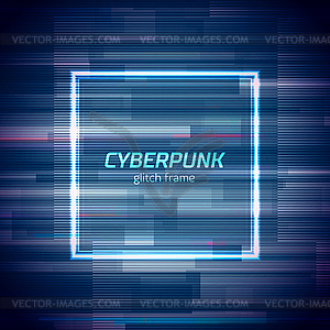 Glitch cyberpunk frame with technology error and - vector clipart