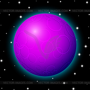 Planet in space with stars, shiny cartoon or game - royalty-free vector image