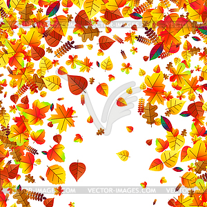 Осенние листья разбросаны фоне. Дуб, клен и - векторный клипарт Royalty-Free