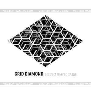 Abstract diamond shape with layered lines triangula - vector clip art