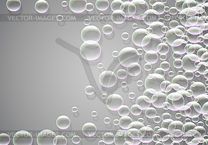 Soap bubbles abstract background with rainbow - vector clipart