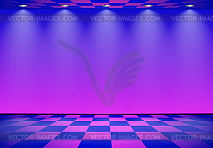 80s styled vapor wave room with blue and purple wal - vector image