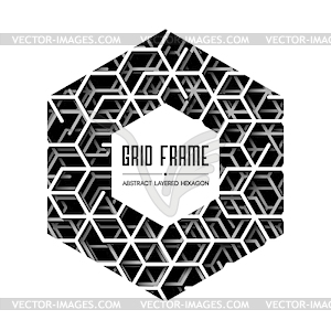 Abstract hexagon frame with layered lines triangula - vector clipart