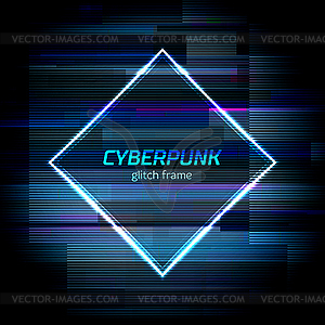 Glitch cyberpunk frame with technology error and - vector clip art