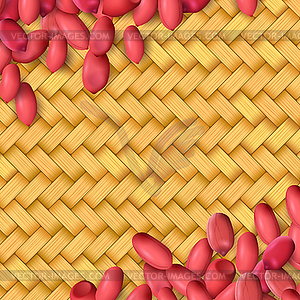 Arachis or peanuts background with red scattered - vector clipart