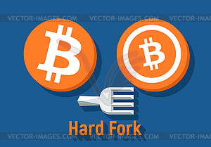 Bitcoin hard fork split to Bitcoin Cash blockchain - vector image