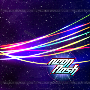 Neon lines New Retro Wave background with 80s vhs - vector clip art